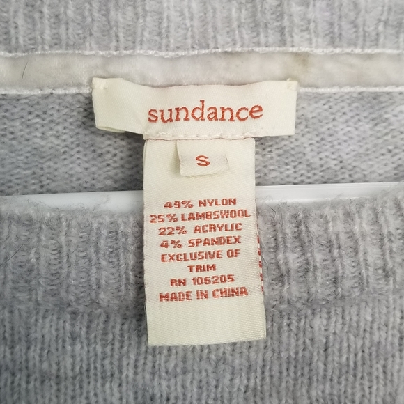 Sundance Cross Stitch Accent Womens Crew Neck SM Hi Low Pullover Sweater - Picture 3 of 9